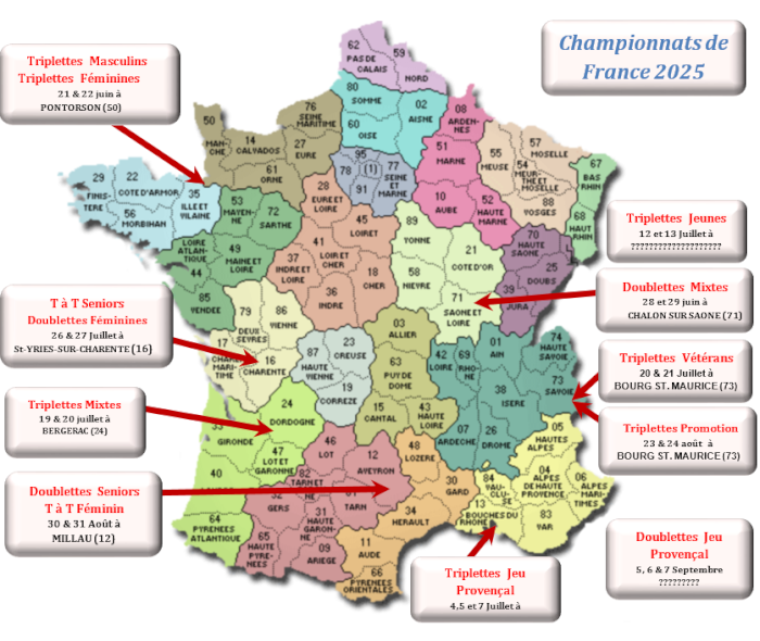 Calendrier Championnats Départemantaux 2025